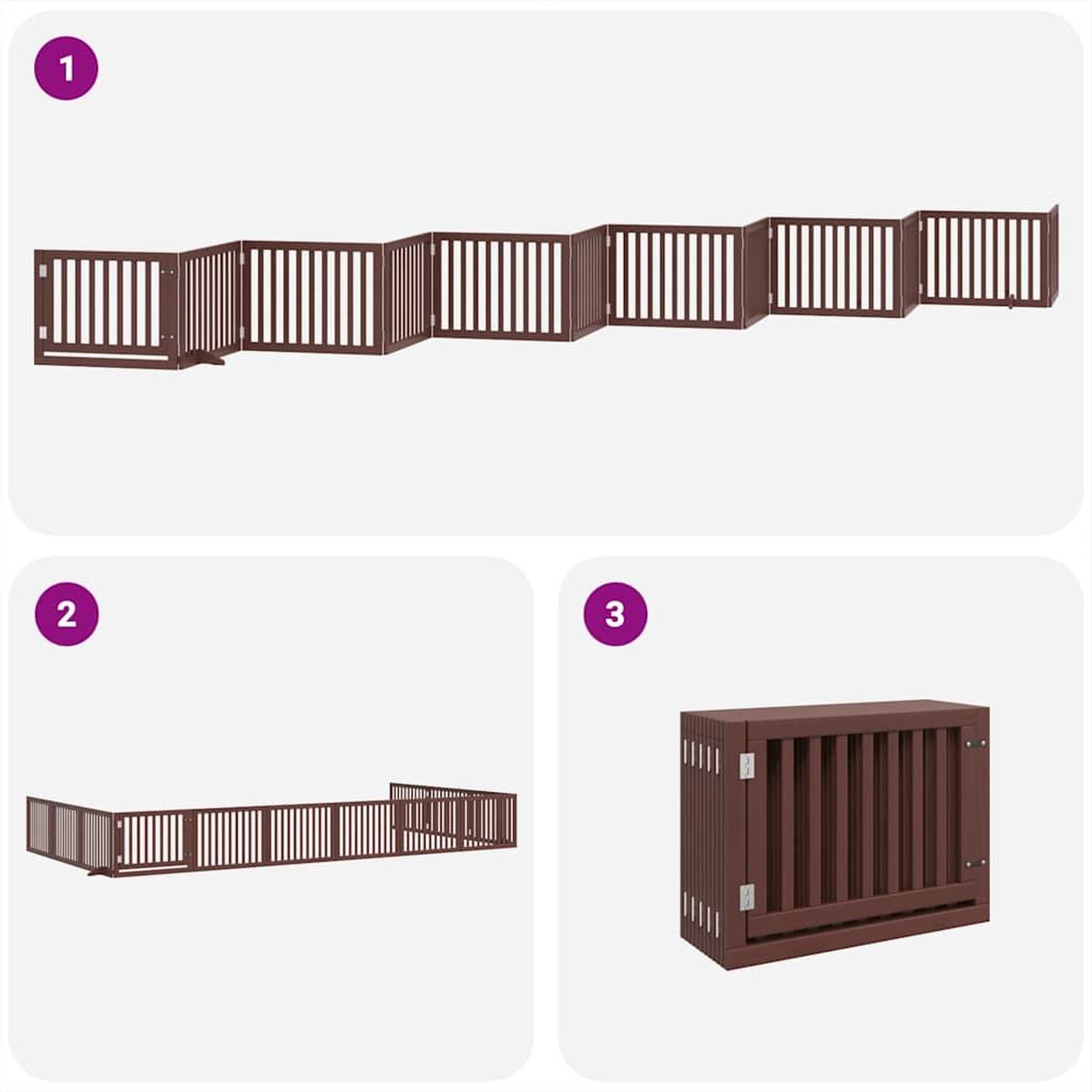 Voir la diapositive 5 : VIDAXL Barriere pour chien porte pliable 12 panneaux bois de peuplier