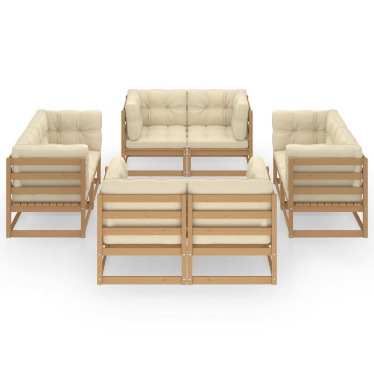 VIDAXL Salon de jardin 8 pcs avec coussins Bois de pin massif