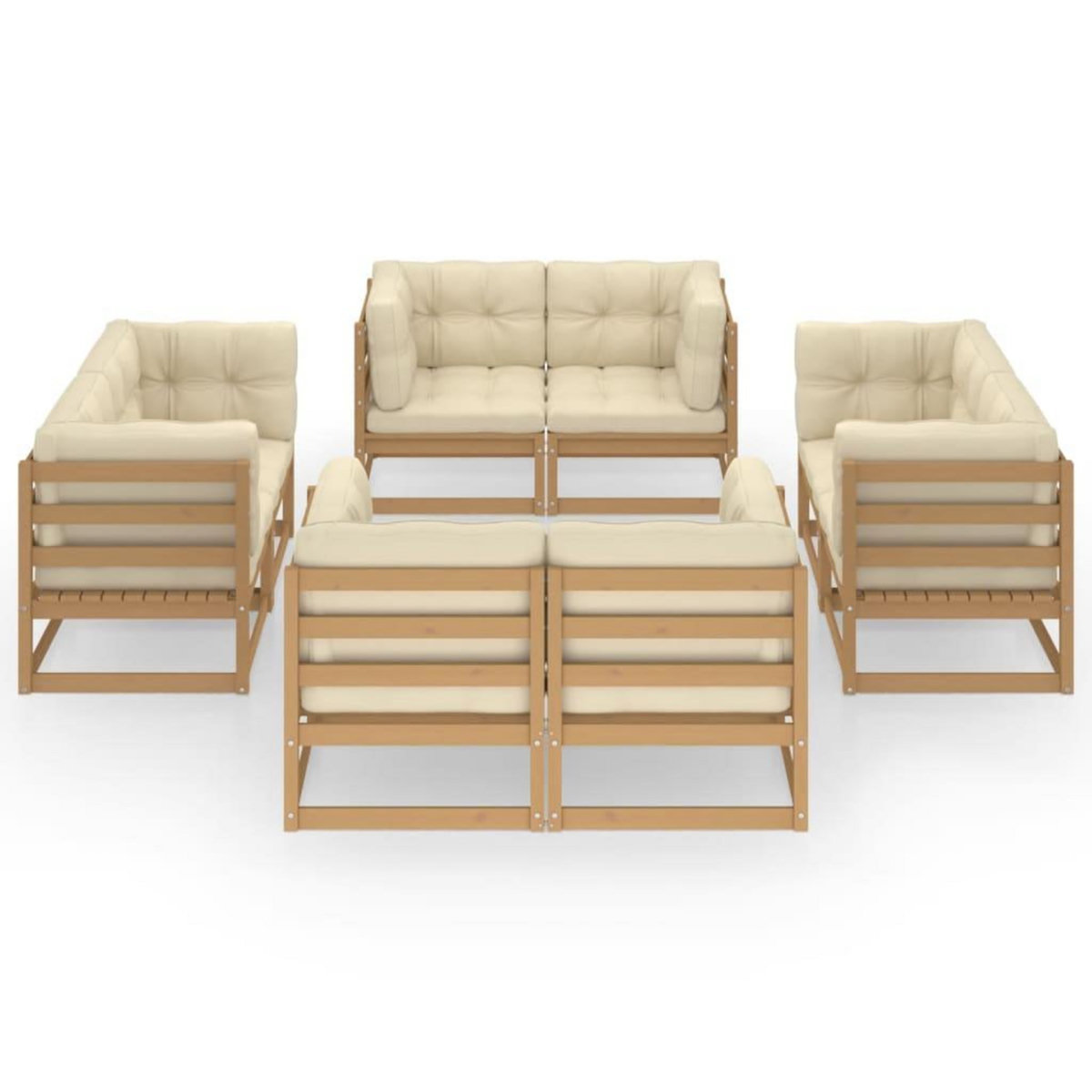 VIDAXL Salon de jardin 8 pcs avec coussins Bois de pin massif