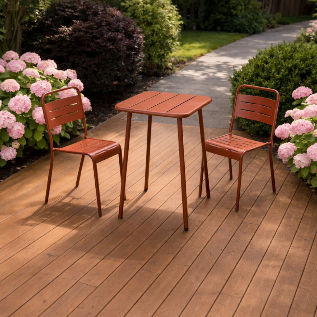 CONCEPT USINE Table carrée 2 places 50x50cm terracotta BERGAME