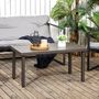 Voir la diapositive 4 : OUTSUNNY Table basse rectangulaire de jardin plateau à lattes pieds réglables dim. 91L x 51l x 46H cm acier marron