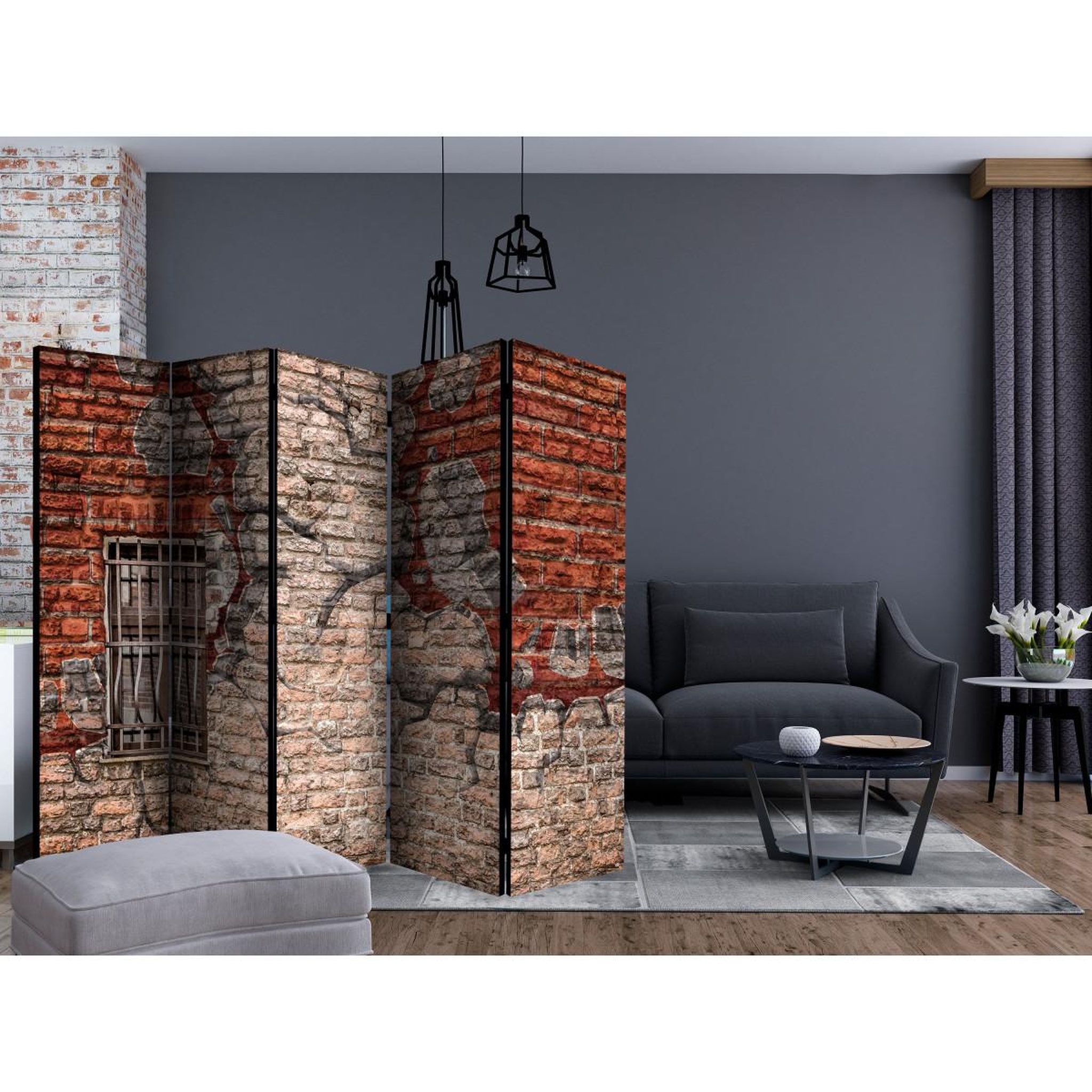 Voir la diapositive 2 : Paris Prix Paravent 5 volets  break the wall  172x225cm