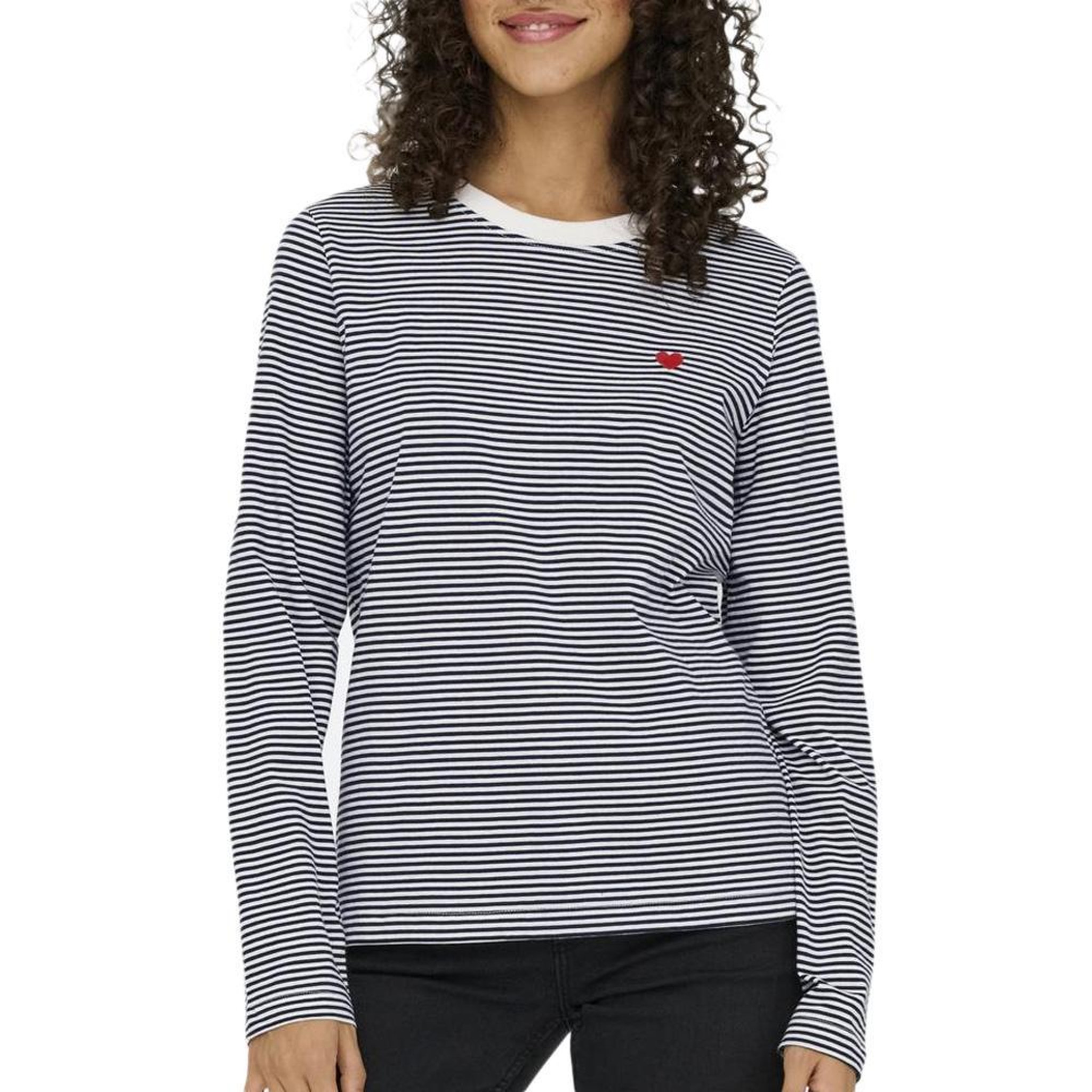 JACQUELINE DE YONG T Shirt Manches  ongues /Blanche Femme JDY Pisa. Coloris disponibles : Bleu