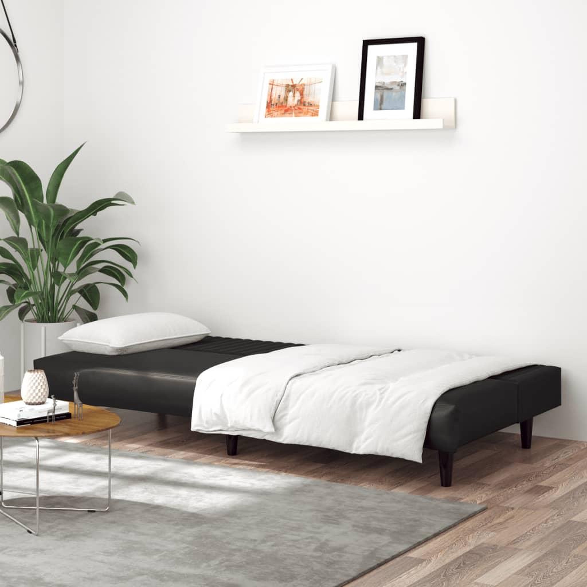 Voir la diapositive 3 : VIDAXL Canape-lit 2 places noir similicuir