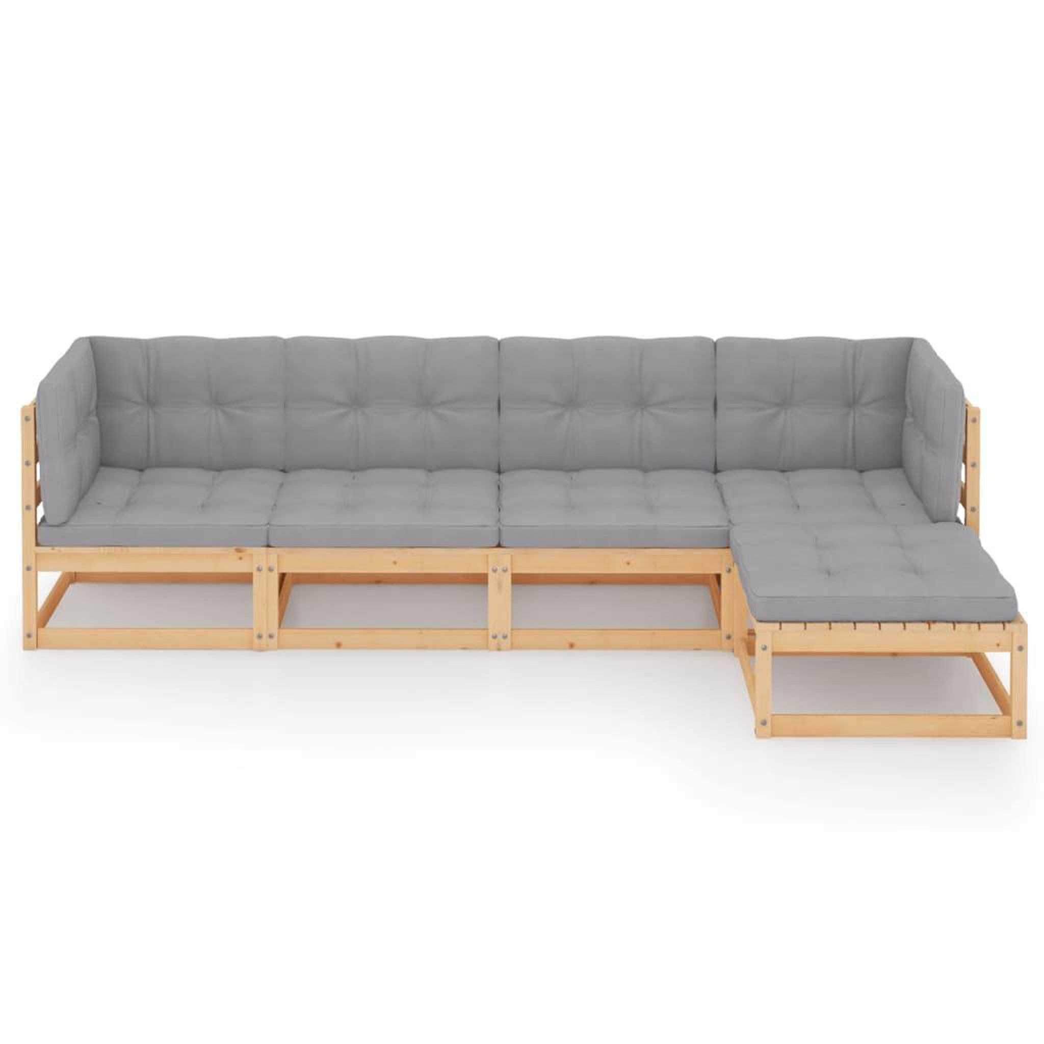 Voir la diapositive 3 : VIDAXL Salon de jardin 5 pcs avec coussins Bois de pin massif