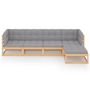 Voir la diapositive 3 : VIDAXL Salon de jardin 5 pcs avec coussins Bois de pin massif