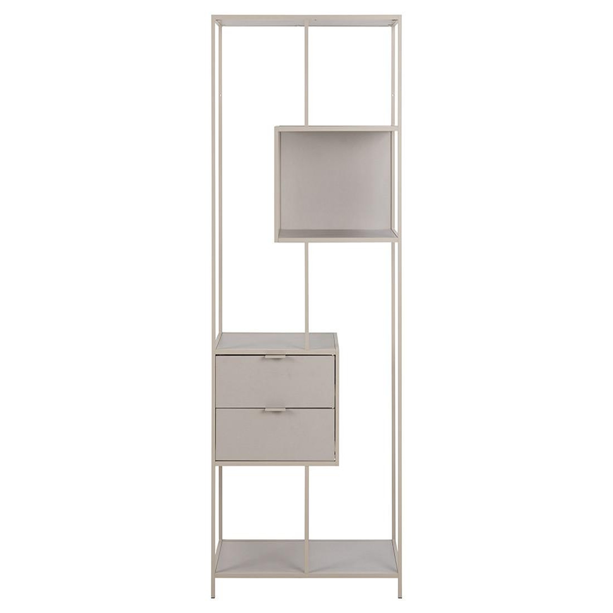 Voir la diapositive 1 : LISA DESIGN Anthea - étagère filaire métal avec plaquage en effet bois blanchi - avec tiroirs - 77 cm - gris