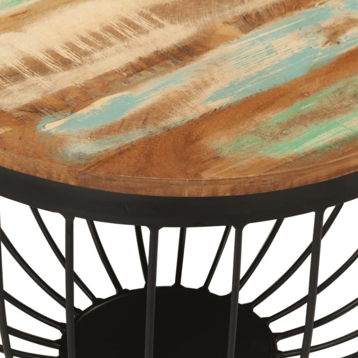 VIDAXL Table basse Ø50x35 cm bois de recuperation massif et acier