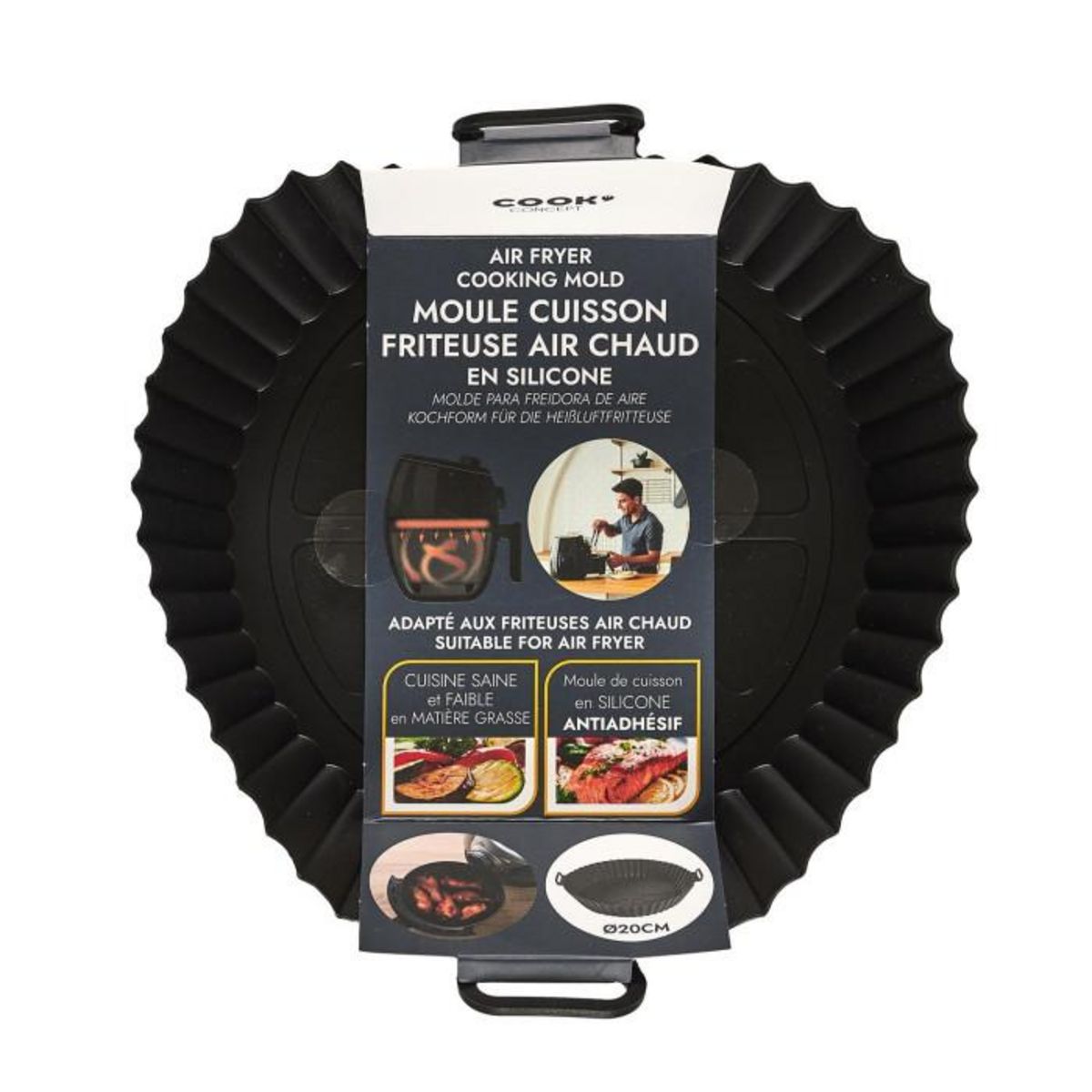 Paris Prix Moule de Cuisson Rond  Friteuse à Air  20cm Gris