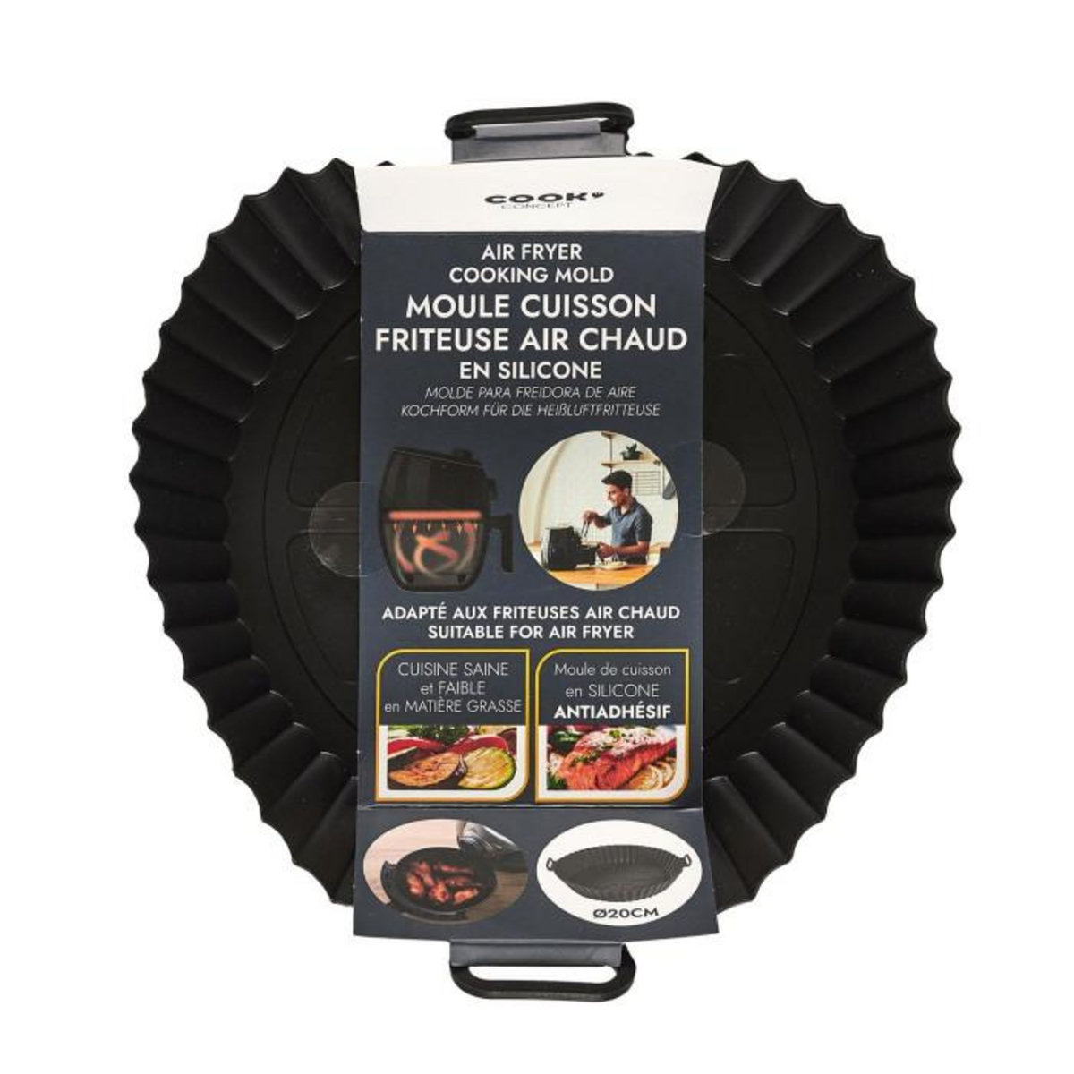 Paris Prix Moule de Cuisson Rond  Friteuse à Air  20cm Gris