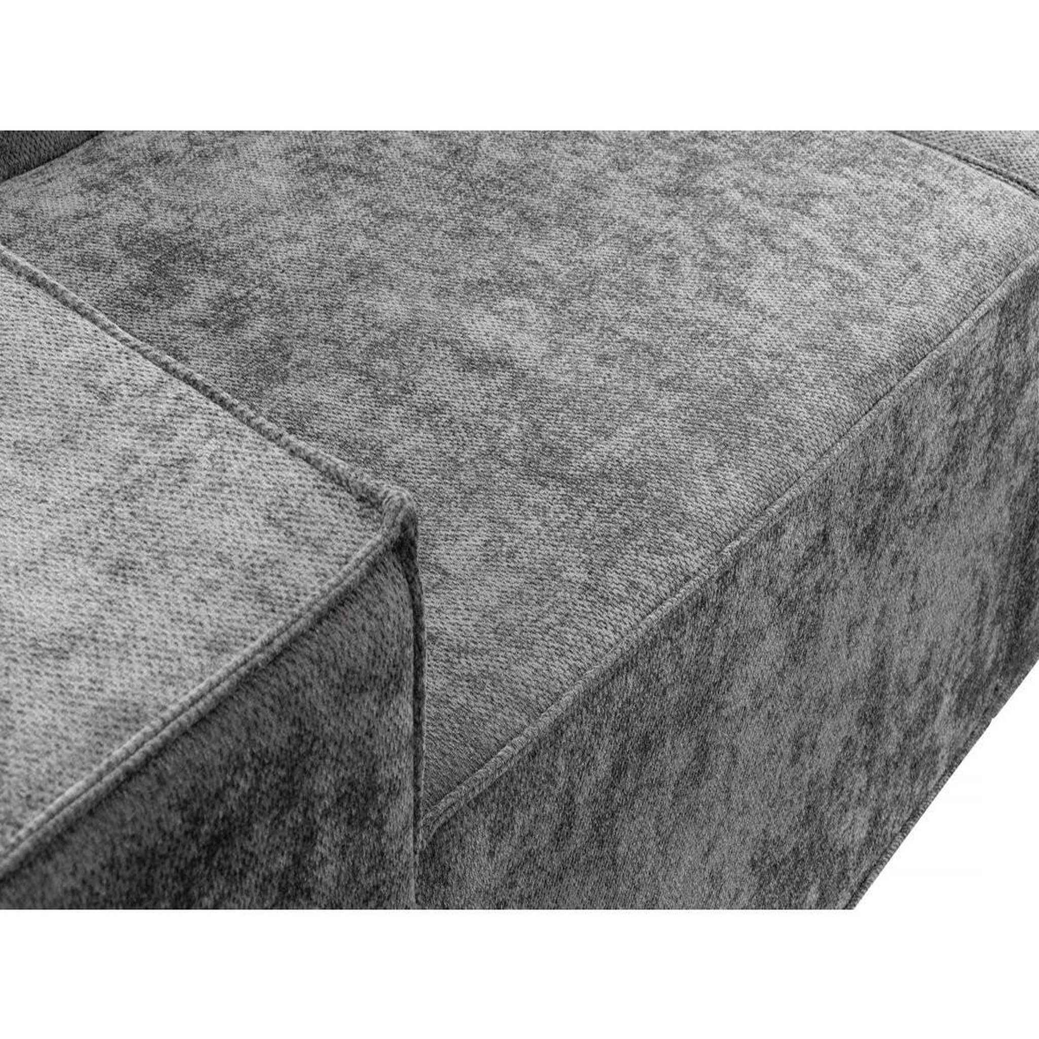Voir la diapositive 4 : Habitat et Jardin Canapé droit modulable avec ottoman en tissu texturé  lusso  - 3 places - gris