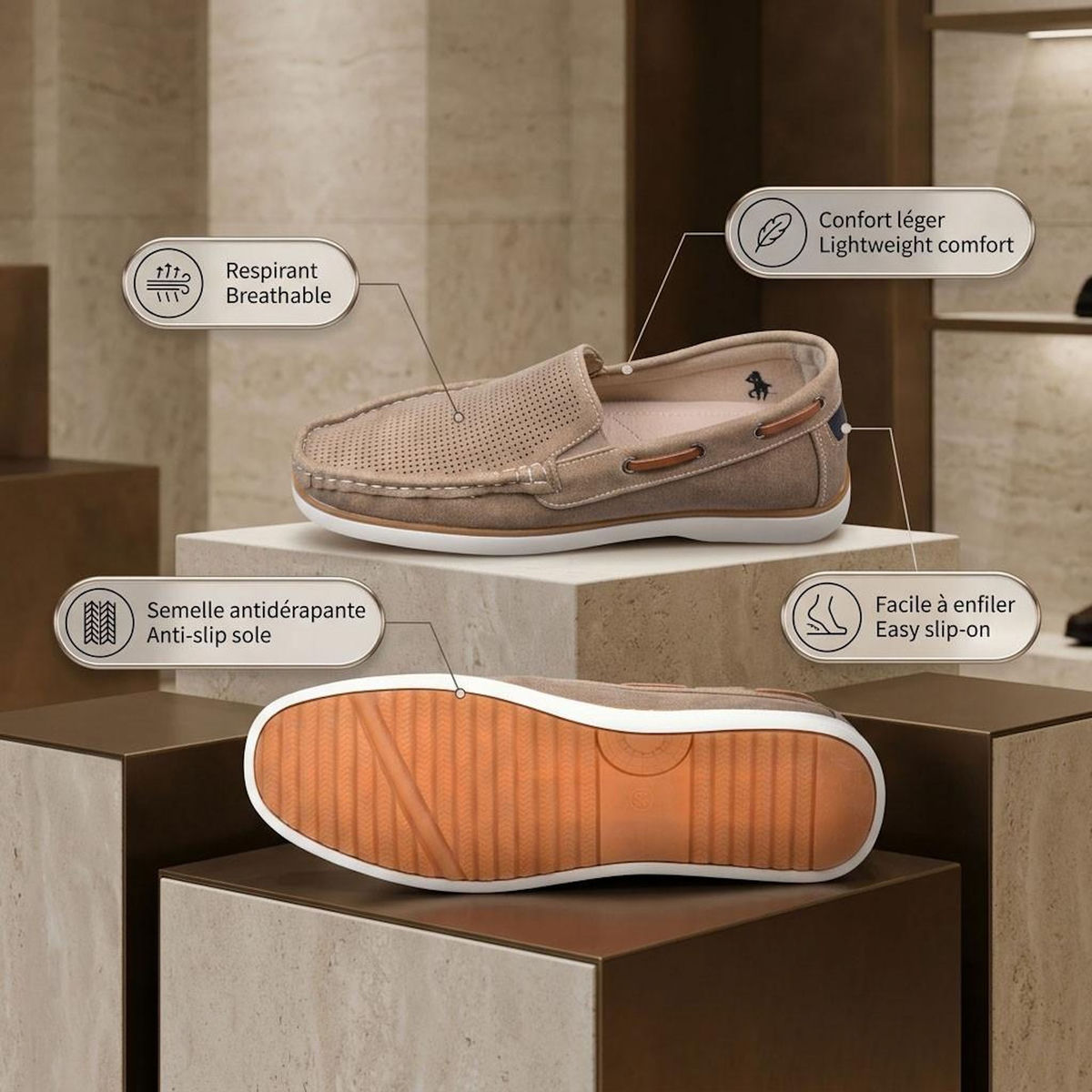 OZABI OZABI Mocassins homme respirants perforés confort été 39-45