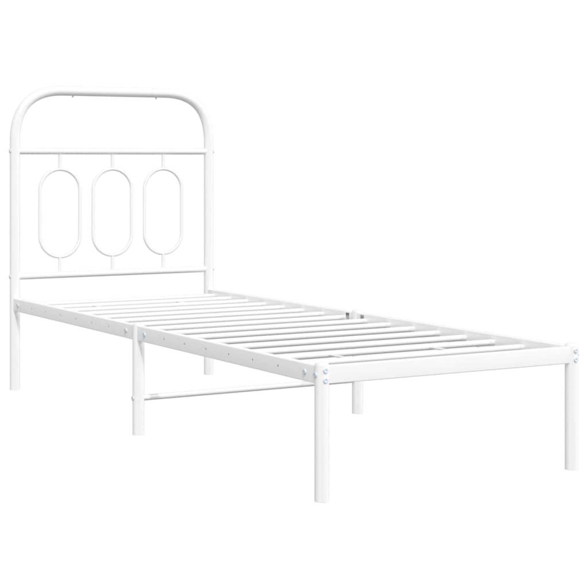 Voir la diapositive 3 : VIDAXL Cadre de lit metal sans matelas avec tete de lit blanc 75x190cm