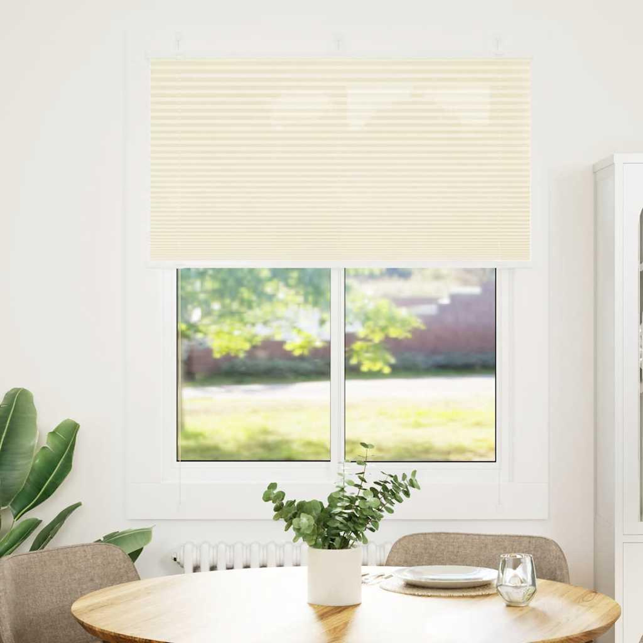 Voir la diapositive 2 : VIDAXL Store plisse creme 110x150cm largeur du tissu 109,4cm polyester
