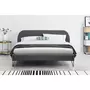 CONCEPT USINE Cadre de lit en velours gris & pieds noirs 160x200 cm PHOENIX