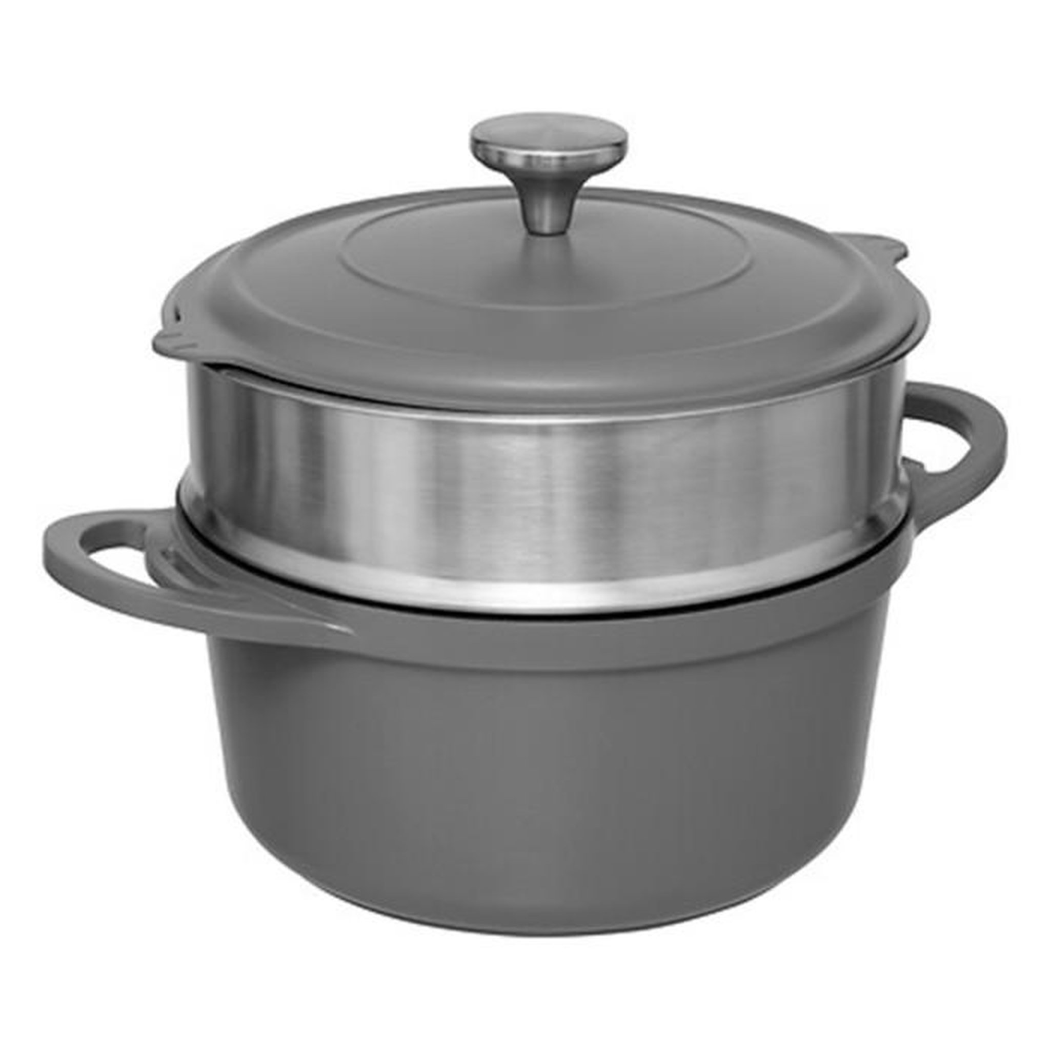 Voir la diapositive 1 : FIVE Cocotte Avec Panier Vapeur  Kirk  24cm Gris