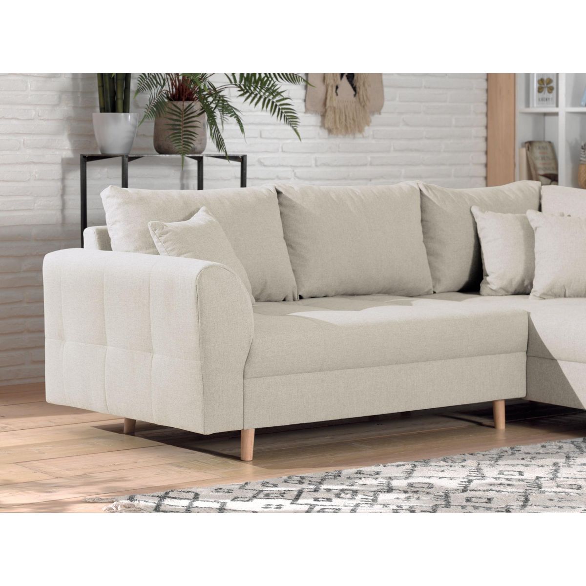 LISA DESIGN Rune - canapé d'angle - avec pouf d'appoint - 4 places - style scandinave - droit