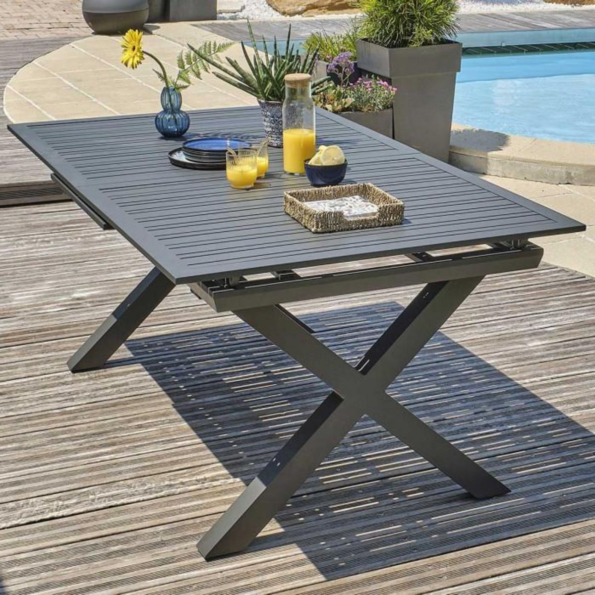 Paris Prix Table de Jardin Extensible  Floride  180-240cm Gris Anthracite