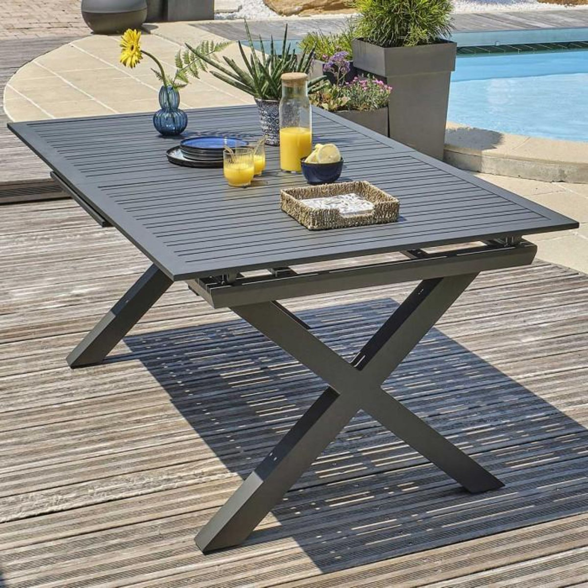 Paris Prix Table de Jardin Extensible  Floride  180-240cm Gris Anthracite