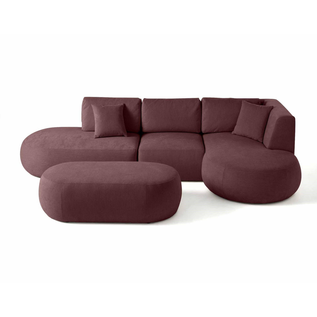 LISA DESIGN Santorini - canapé modulable d'angle droit + pouf - 5 places - en tissu texturé