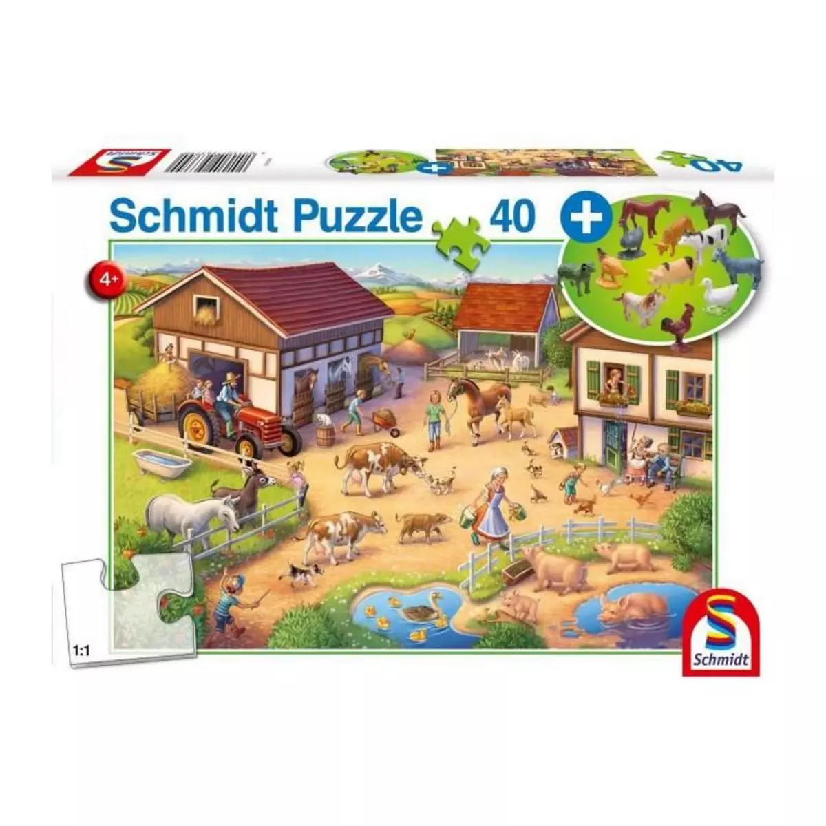 Schmidt Spiele Une ferme joyeuse - avec add on (animaux) - 40 pcs - SCHMIDT SPIELE