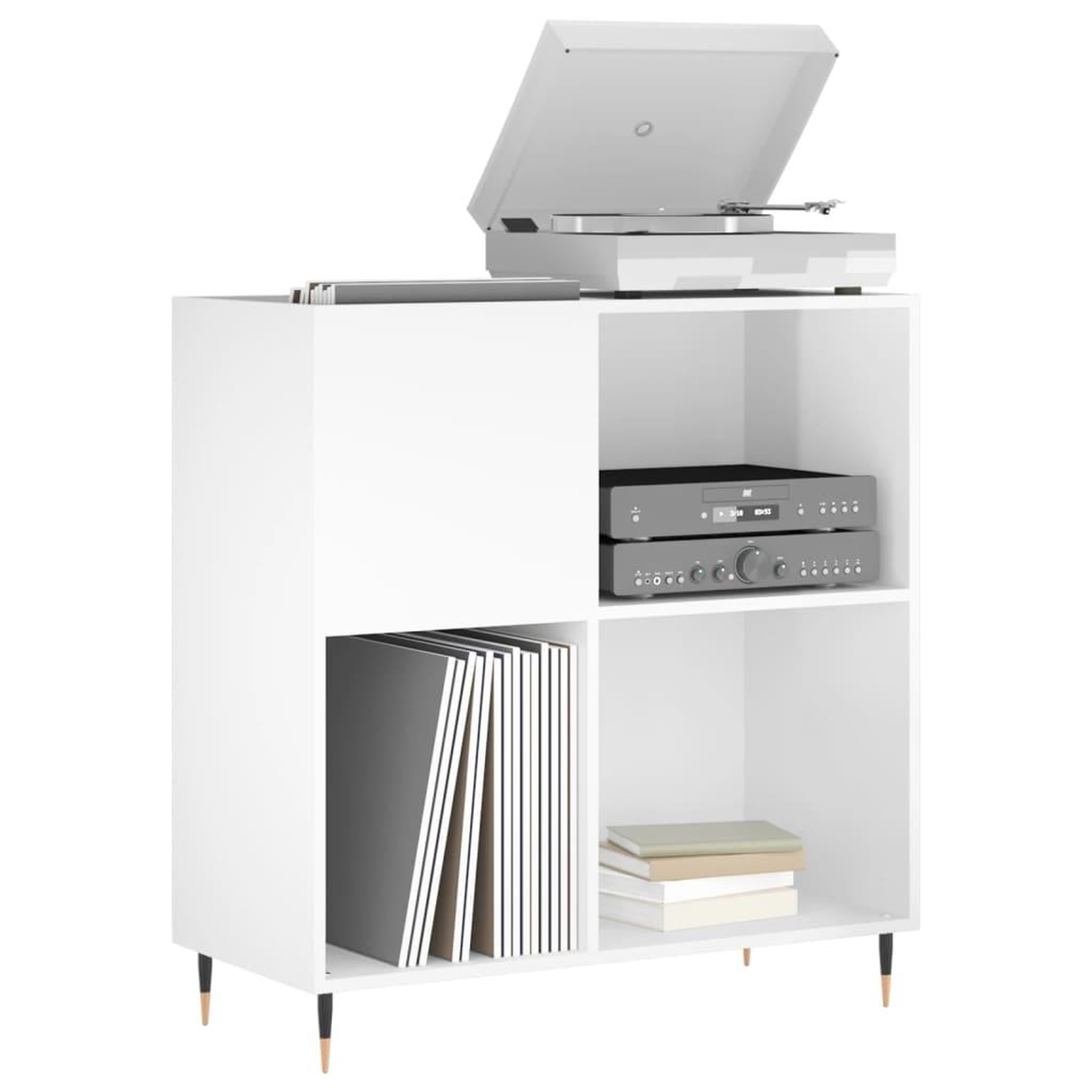 Voir la diapositive 3 : VIDAXL Armoire a disques blanc brillant 84,5x38x89cm bois d'ingenierie