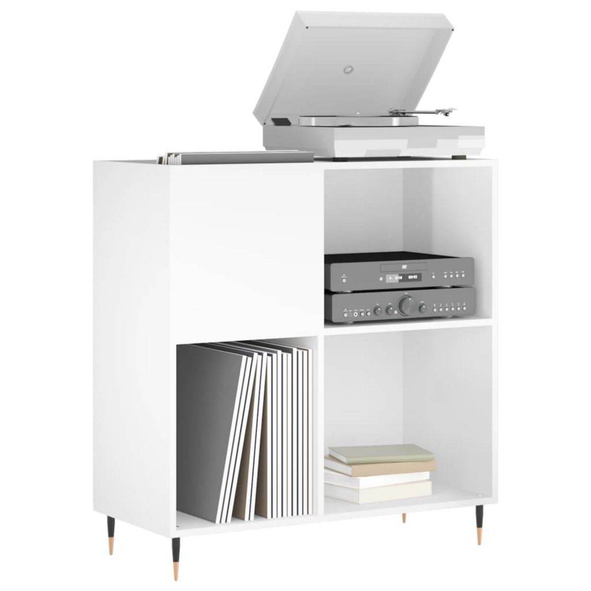 VIDAXL Armoire a disques blanc brillant 84,5x38x89cm bois d'ingenierie