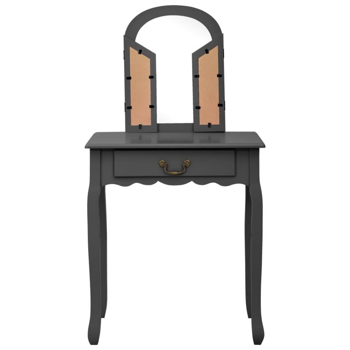 VIDAXL Coiffeuse et tabouret Gris 65x36x128 cm Bois de paulownia MDF