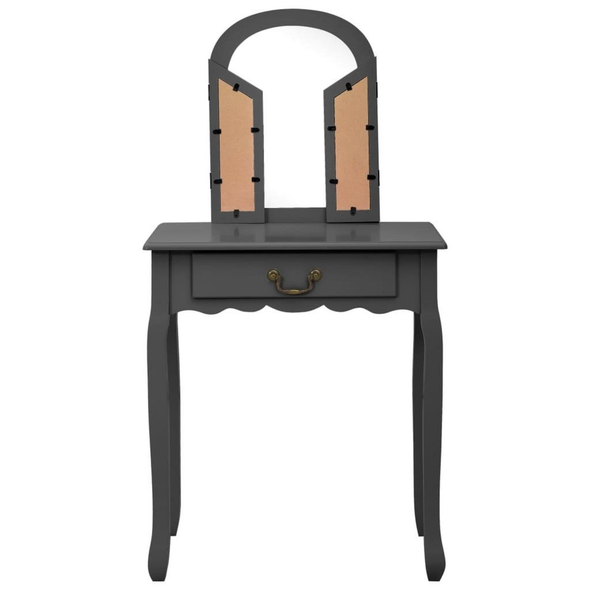 VIDAXL Coiffeuse et tabouret Gris 65x36x128 cm Bois de paulownia MDF