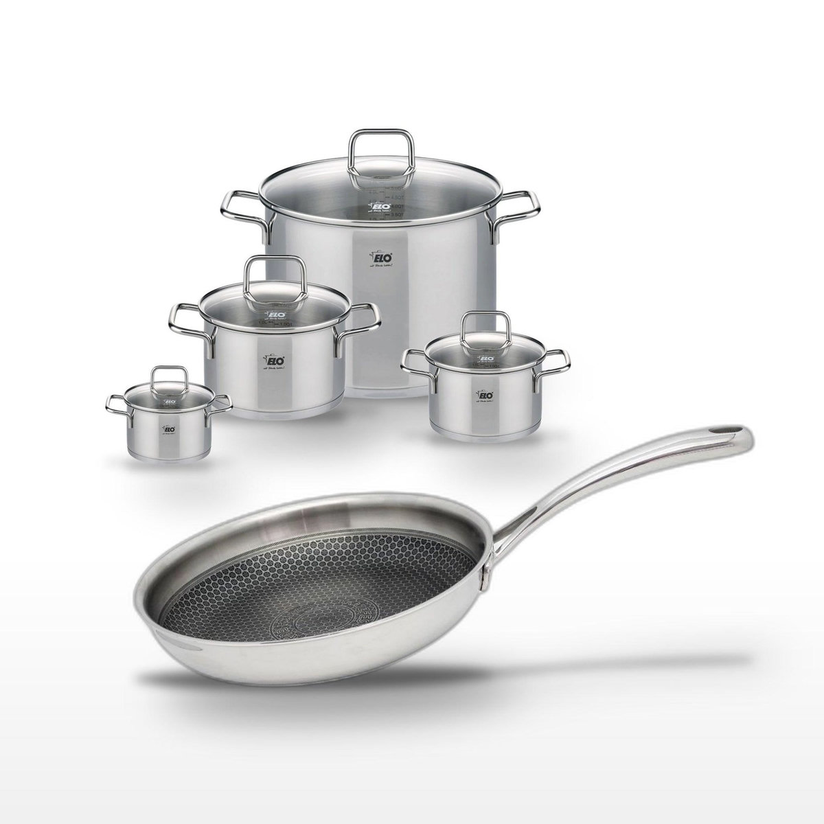 ELO Lot Poêle 28cm & 4 Faitouts Elo Relief Evolution