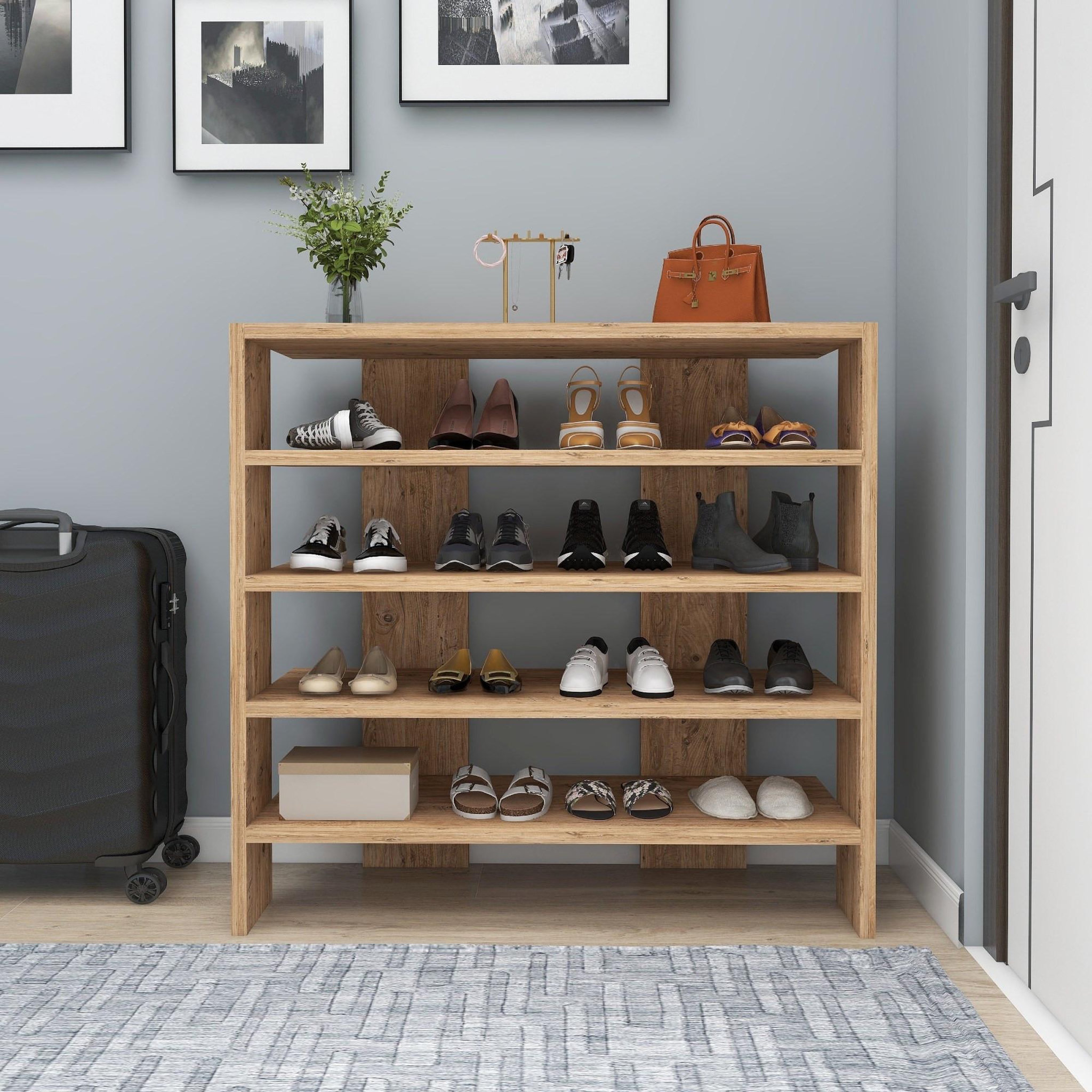 Voir la diapositive 4 : Habitat et Jardin Meuble à chaussures en bois  sargel   - 75 x 31 x 72 cm - marron