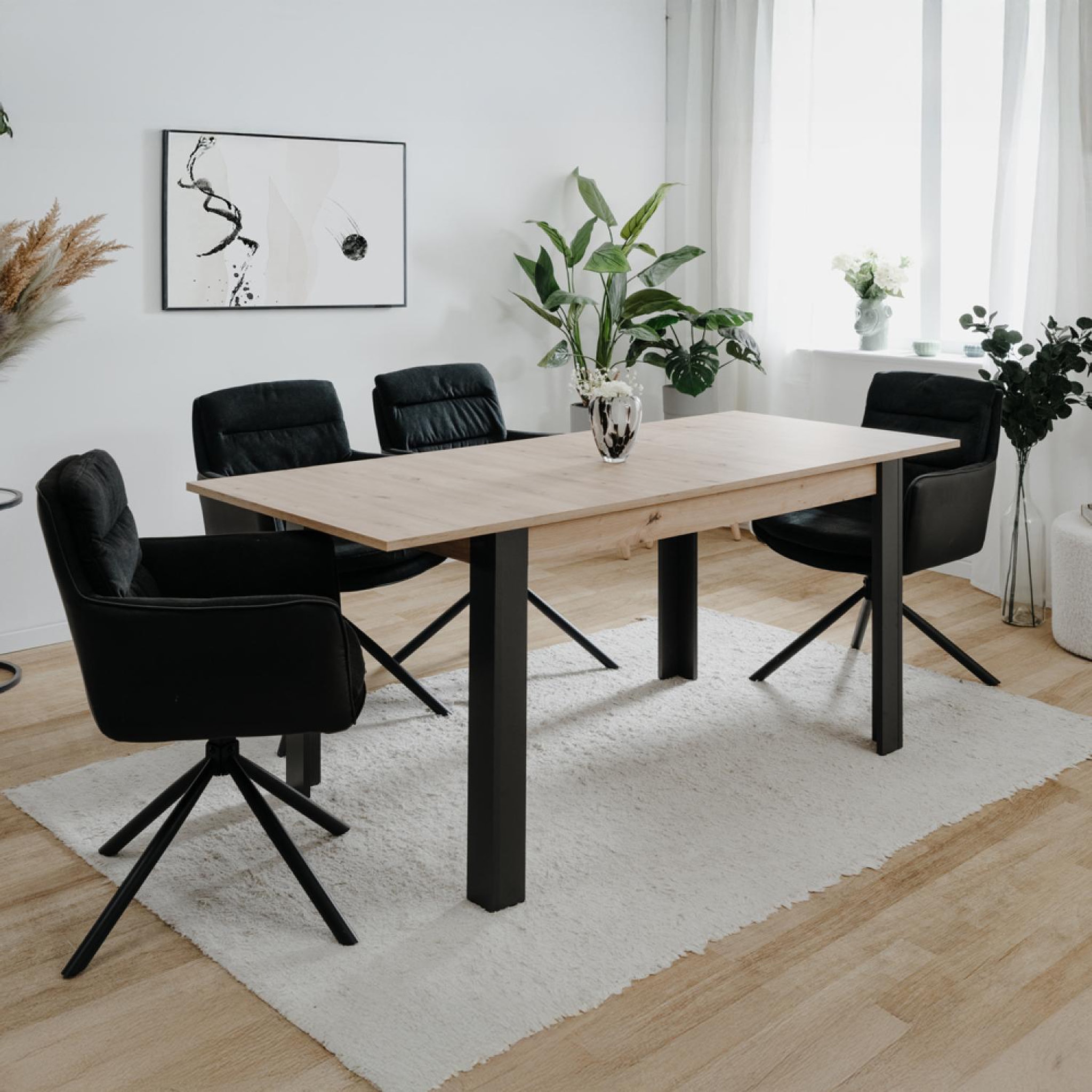 Voir la diapositive 2 : CONCEPT USINE Table extensible 4 à 6 personnes bois et noir 150x80x75 tolosa