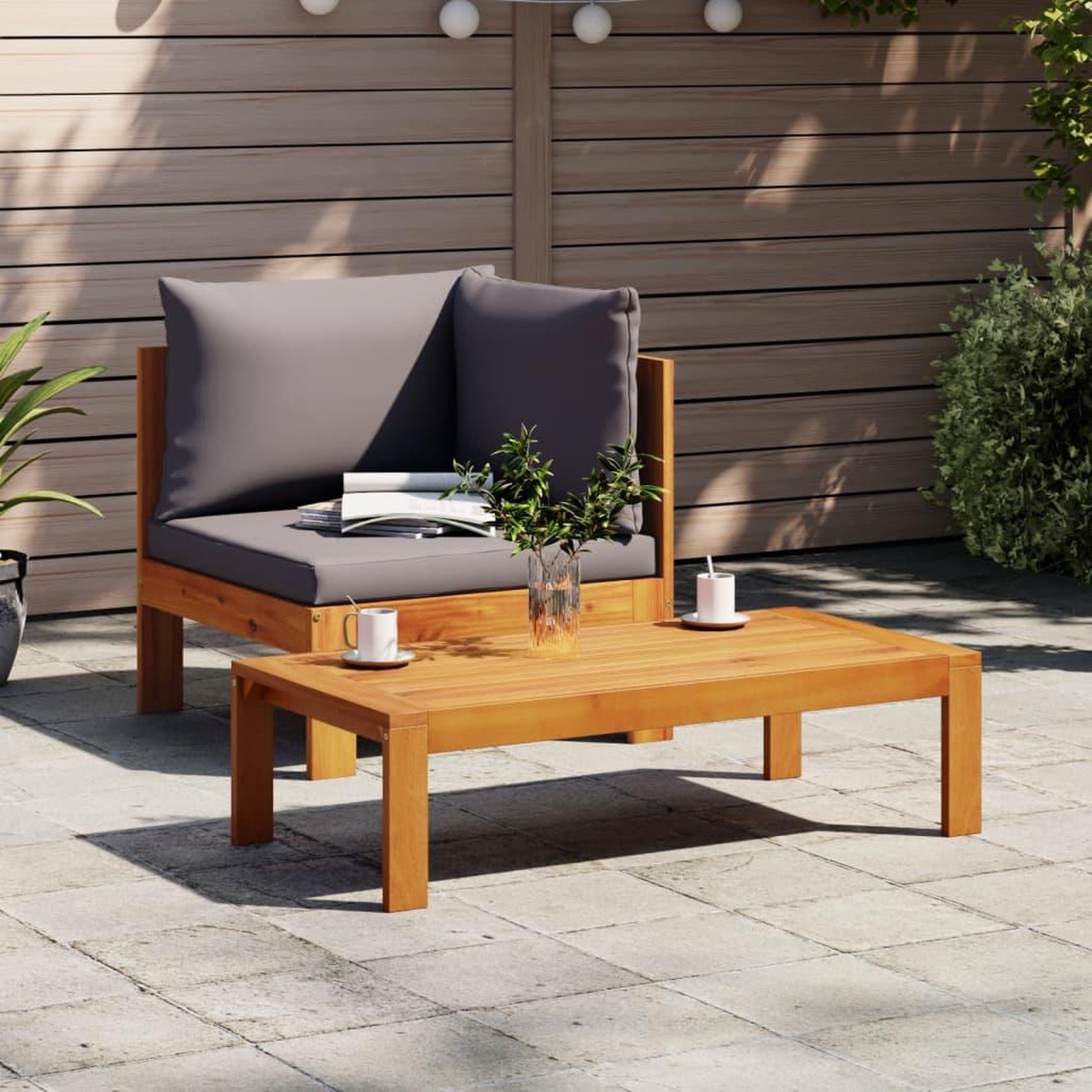 Voir la diapositive 3 : VIDAXL Canape d'angle de jardin avec coussins bois massif d'acacia