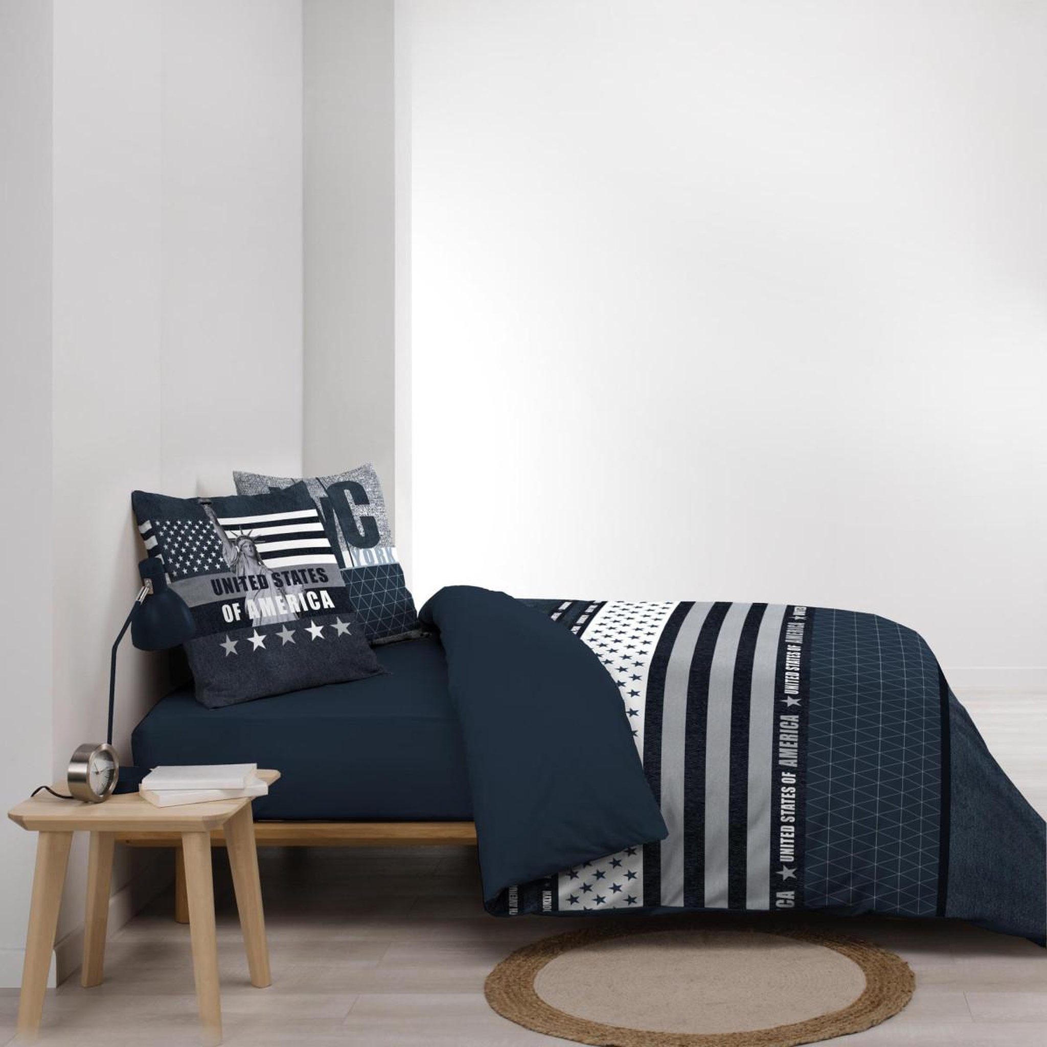Voir la diapositive 3 : Douceur d'Intérieur Parure de lit 3 pièces  states  240x220cm bleu