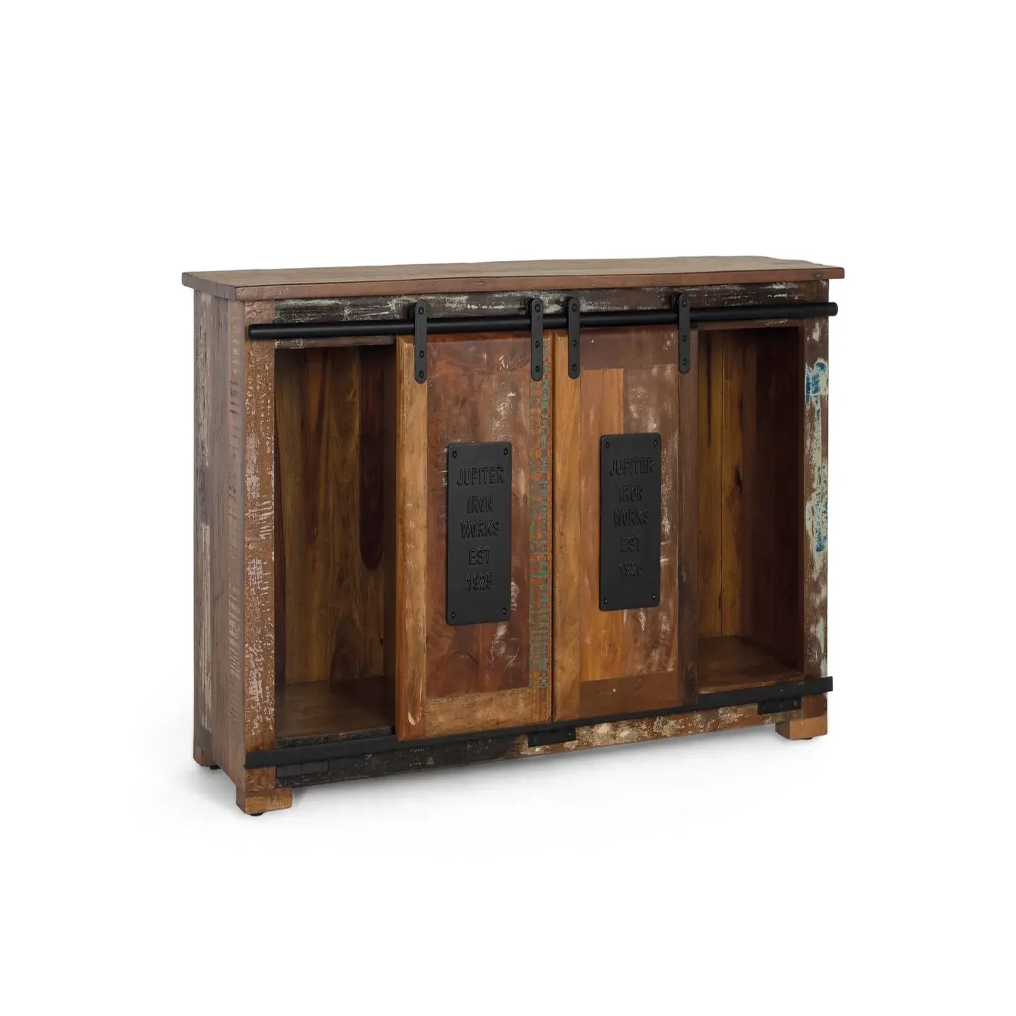 Voir la diapositive 2 : GINER Y COLOMER SL Meuble tv en bois recyclé 130 cm style industriel vintage