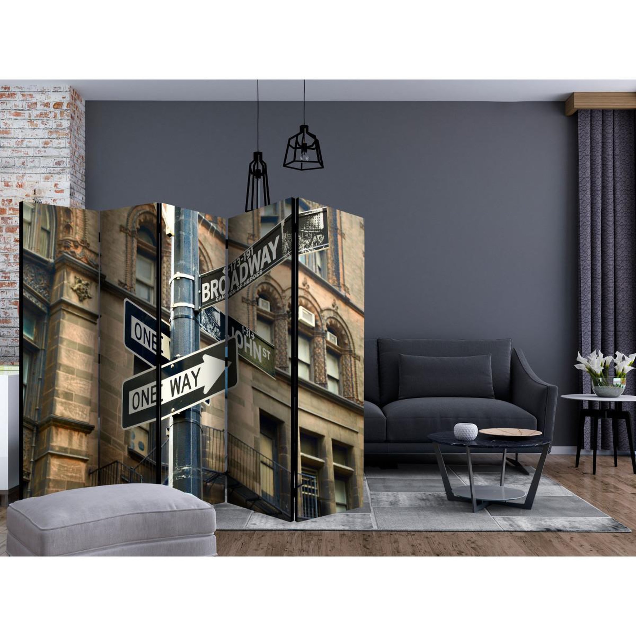 Voir la diapositive 2 : Paris Prix Paravent 5 volets  all roads lead to broadway  172x225cm