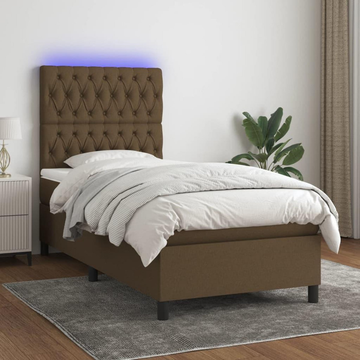 VIDAXL Sommier a lattes de lit et matelas et LED Marron fonce 80x200cm