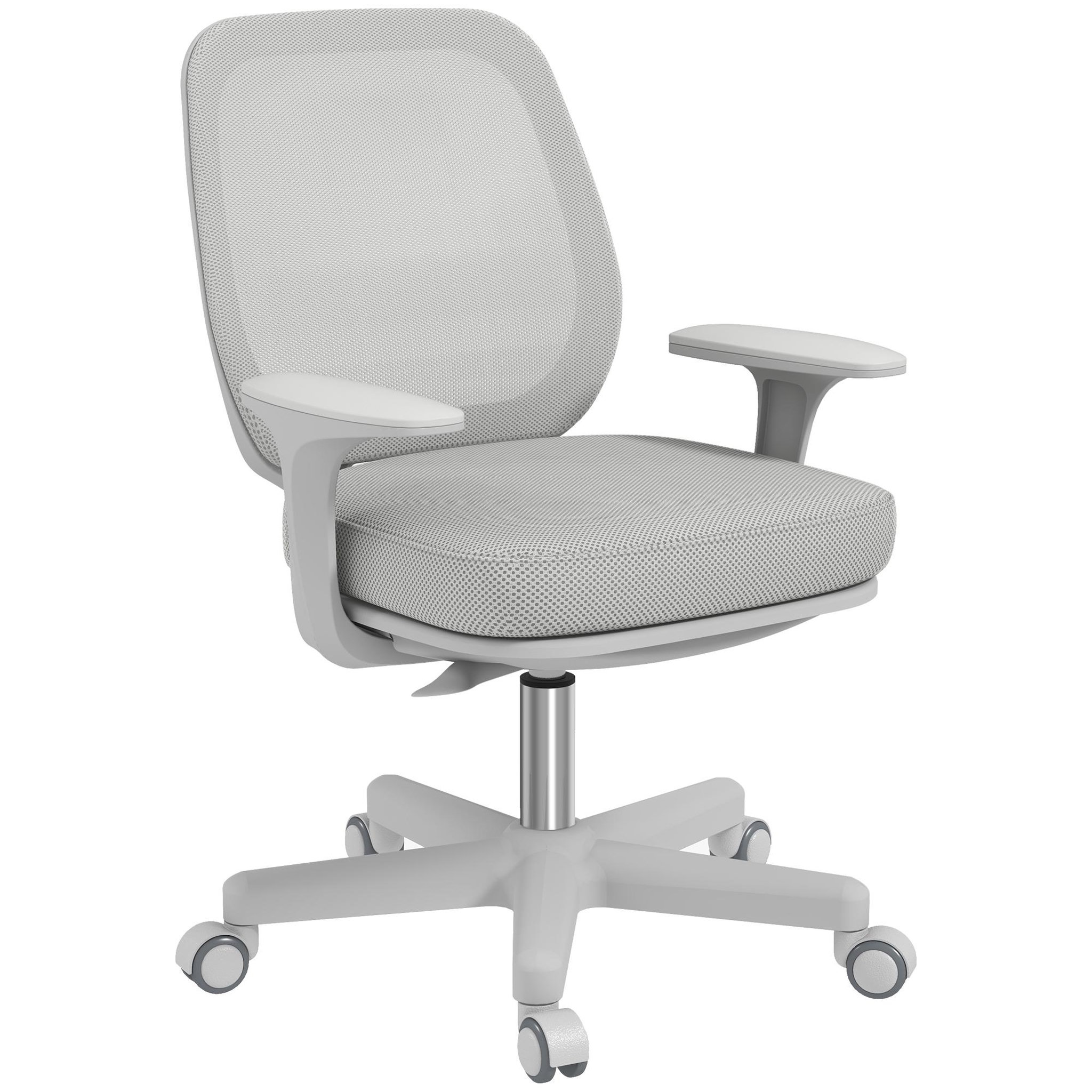 VINSETTO Chaise de bureau ergonomique hauteur réglable pivotante 360° revêtement maille gris