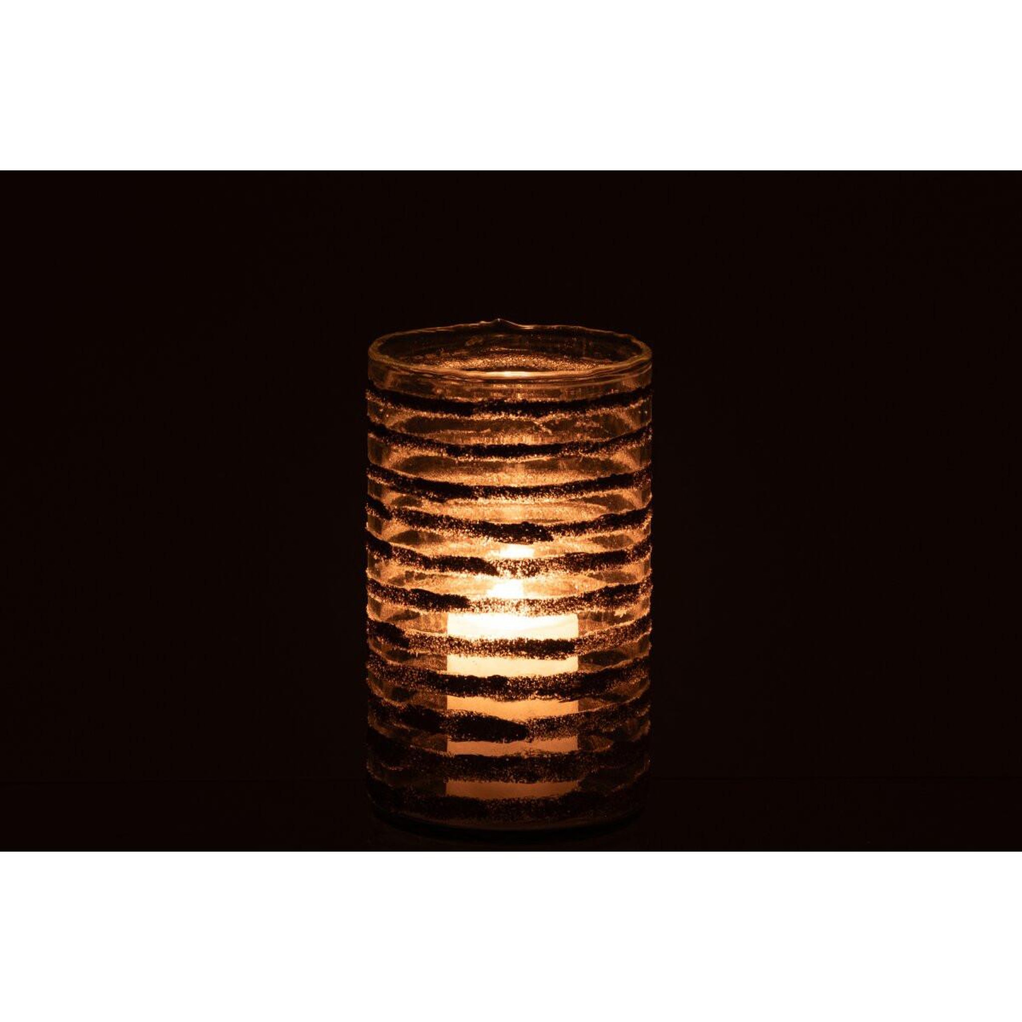 Voir la diapositive 3 : J-LINE Photophore Cylindrique en Verre  Torben  25cm Doré