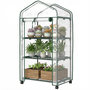 Voir la diapositive 5 : OUTSUNNY Mini serre de jardin 3 étagères porte enroulable 4 roulettes PE transparent