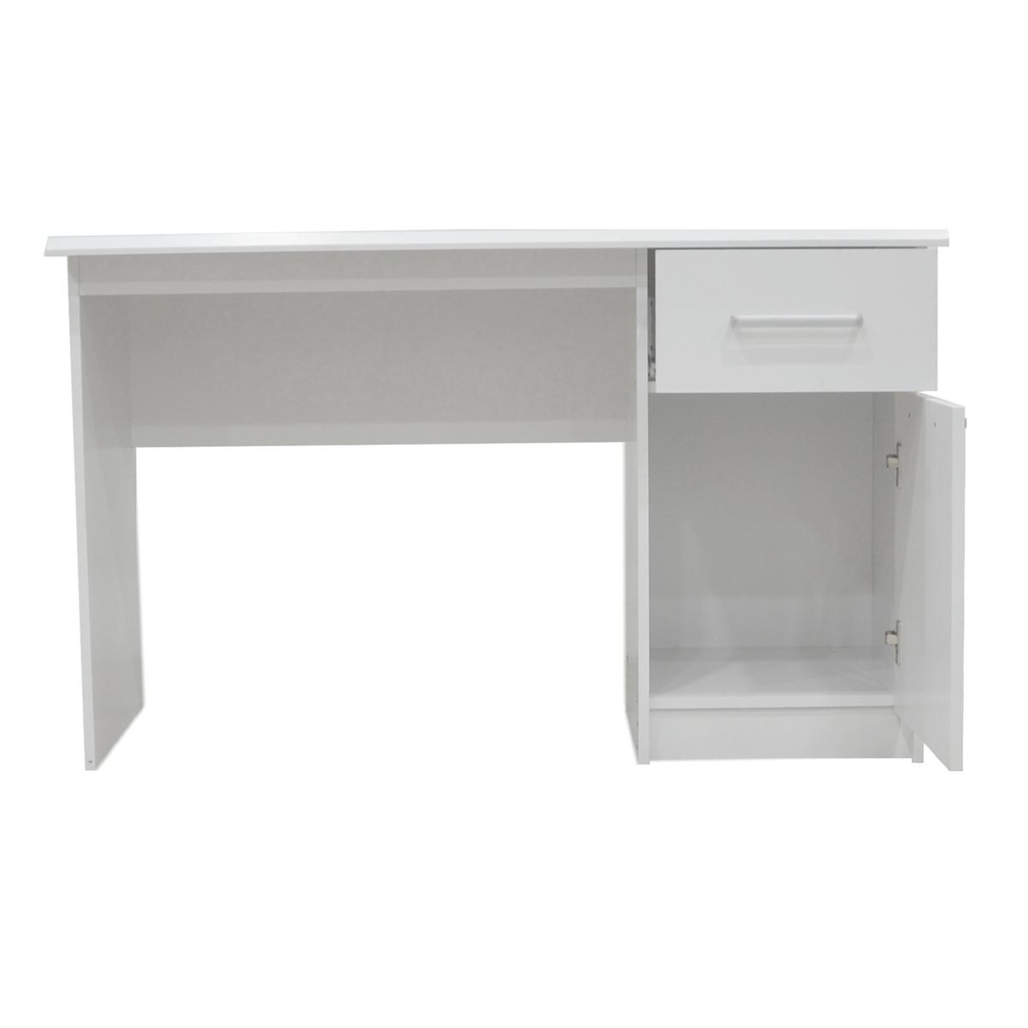 Voir la diapositive 5 : JLC KREATION Bureau moderne blanc 120cm 1 porte-3 tiroirs otara