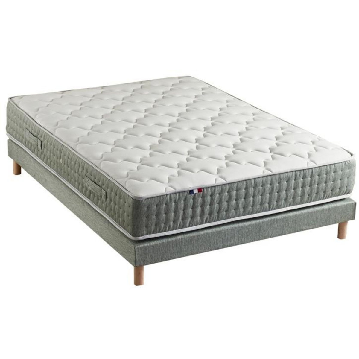 Ensemble matelas 792 Ressorts 7 zones Face hiver/été + sommier vert Céladon 160x200 cm HYGGE