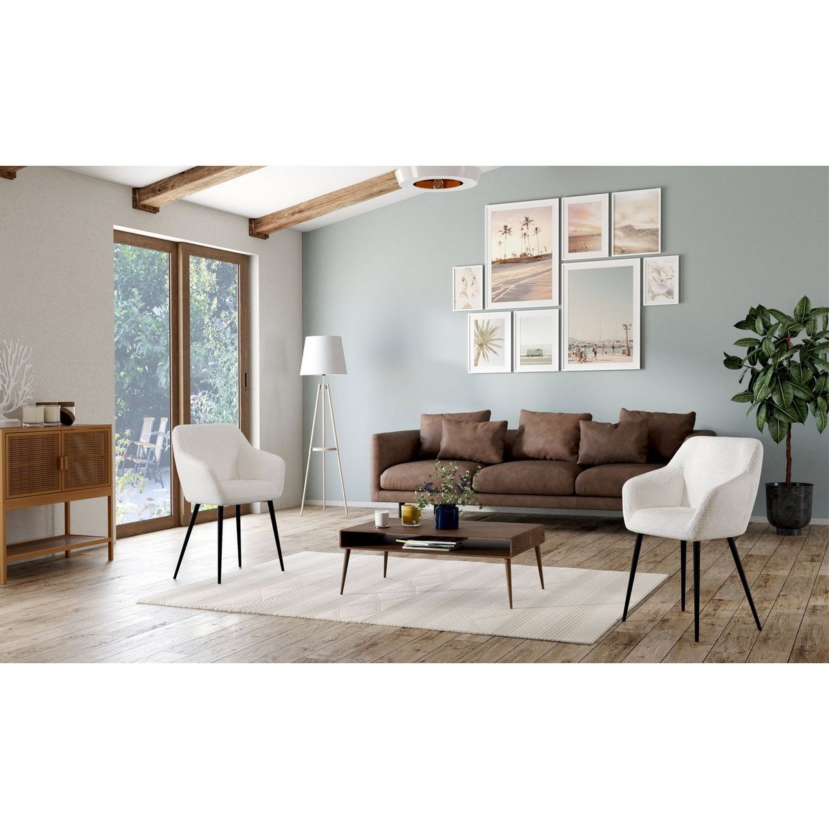 Lot de 2 chaises tissu bouclette JULIE