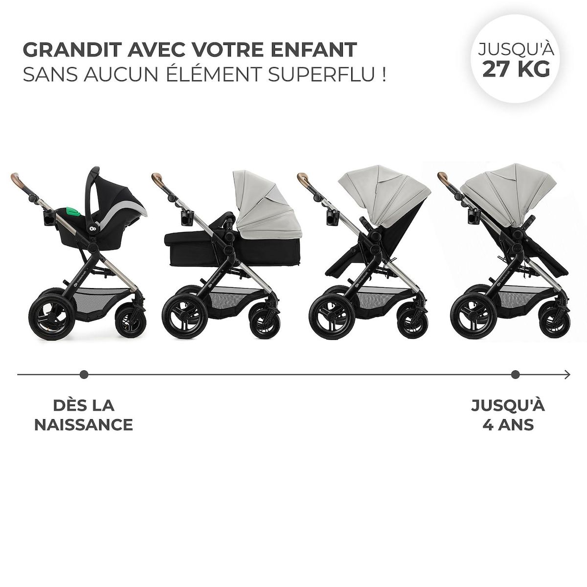 KINDERKRAFT Poussette trio moov 2 pratique et confortable