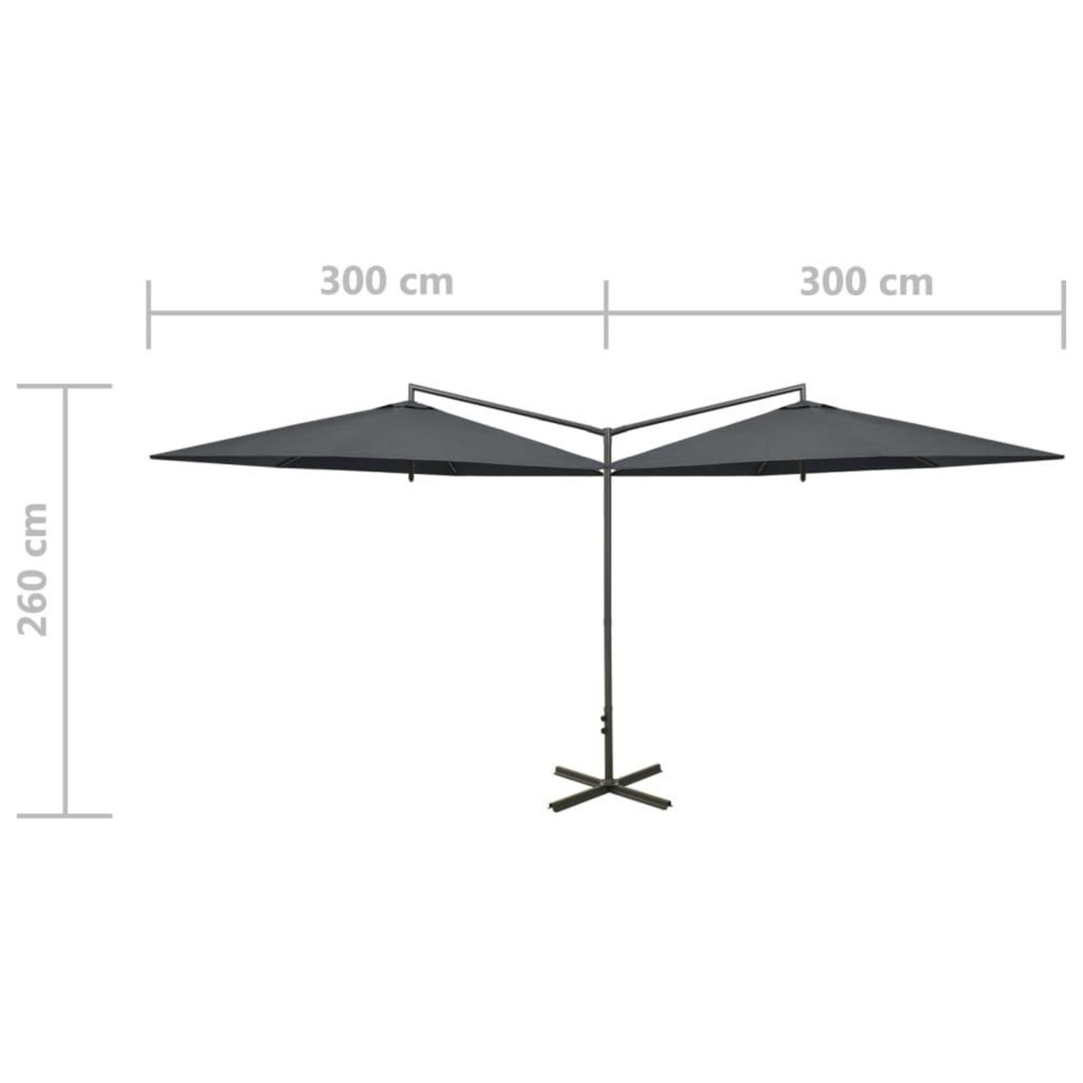 VIDAXL Parasol de jardin double avec mat en acier anthracite 600 cm
