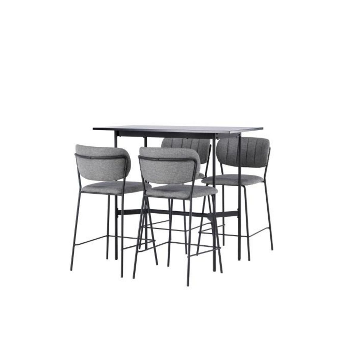 Paris Prix Ensemble Table de Bar & 4 Chaises  Rax & Bell  120cm Noir & Gris