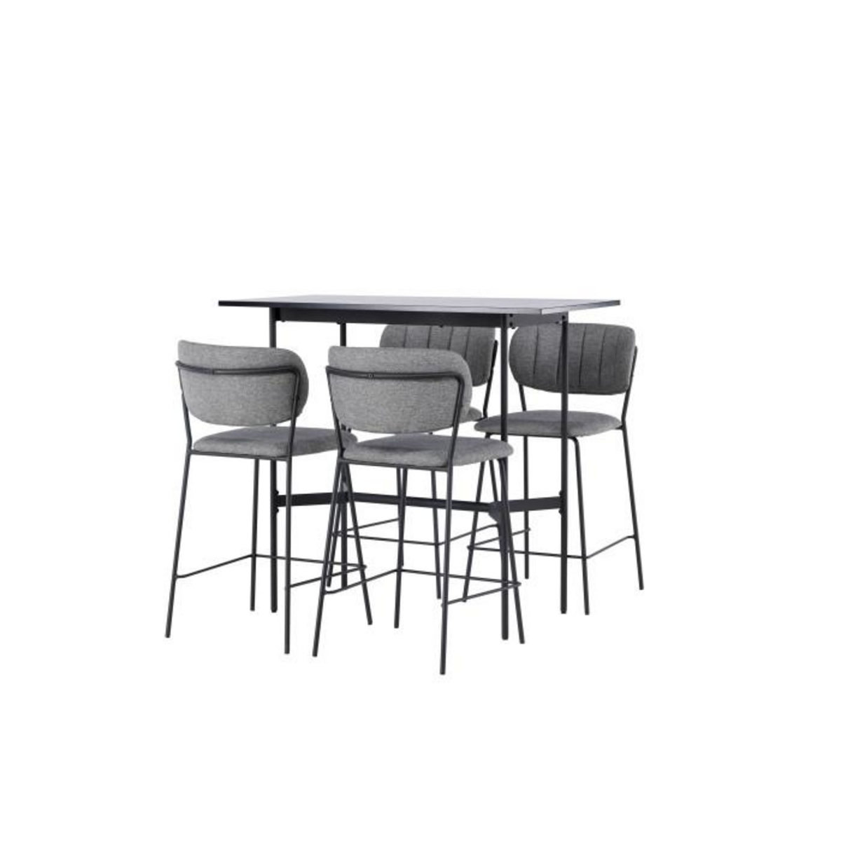 Paris Prix Ensemble Table de Bar & 4 Chaises  Rax & Bell  120cm Noir & Gris