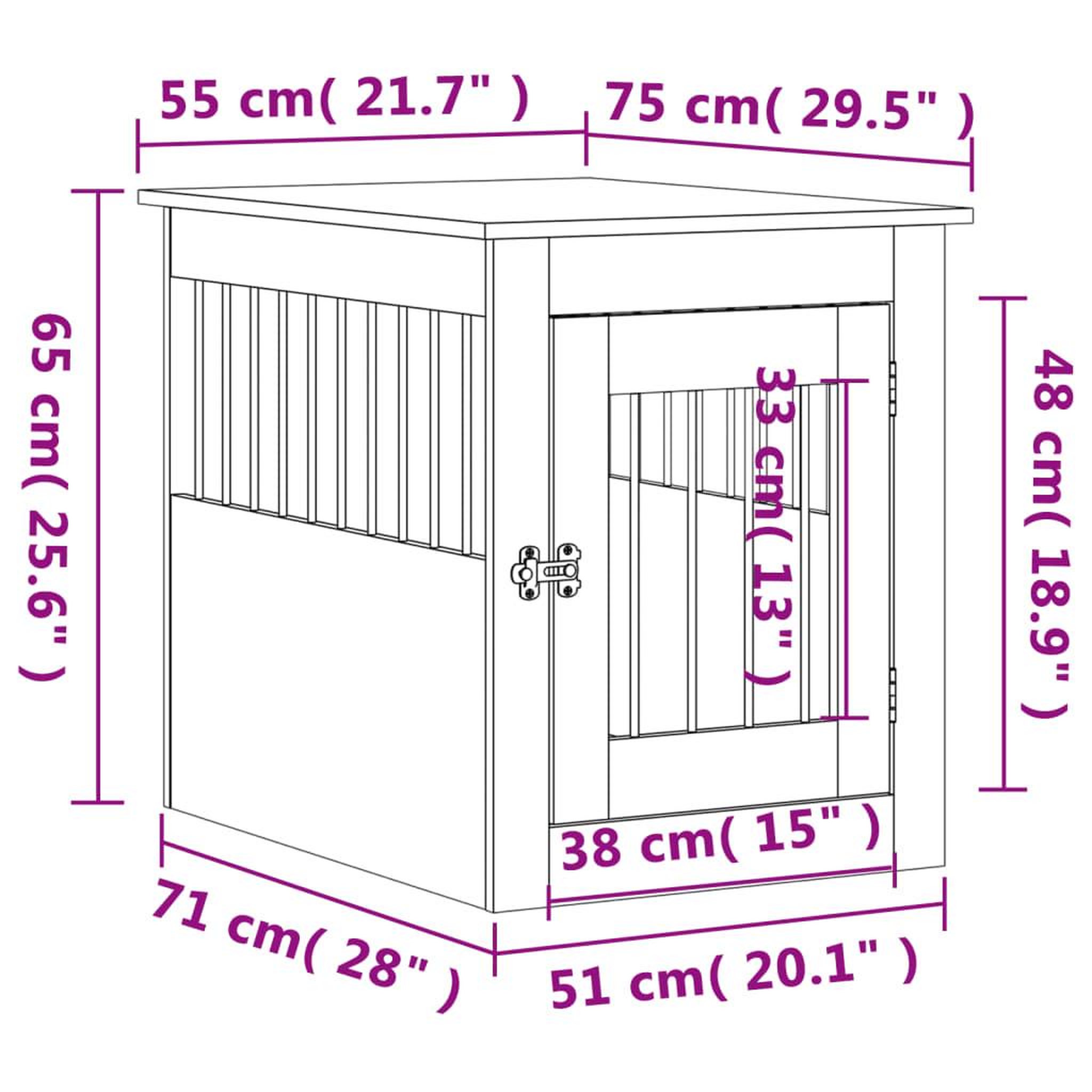 Voir la diapositive 6 : VIDAXL Meuble de cage pour chiens sonoma gris 55x75x65 cm