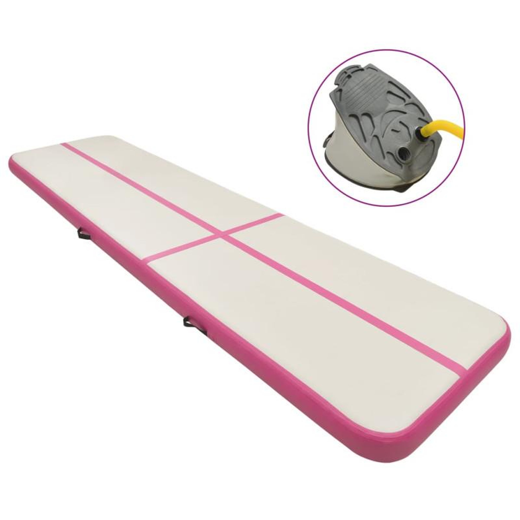 VIDAXL Tapis gonflable de gymnastique avec pompe 600x100x20cm PVC Rose