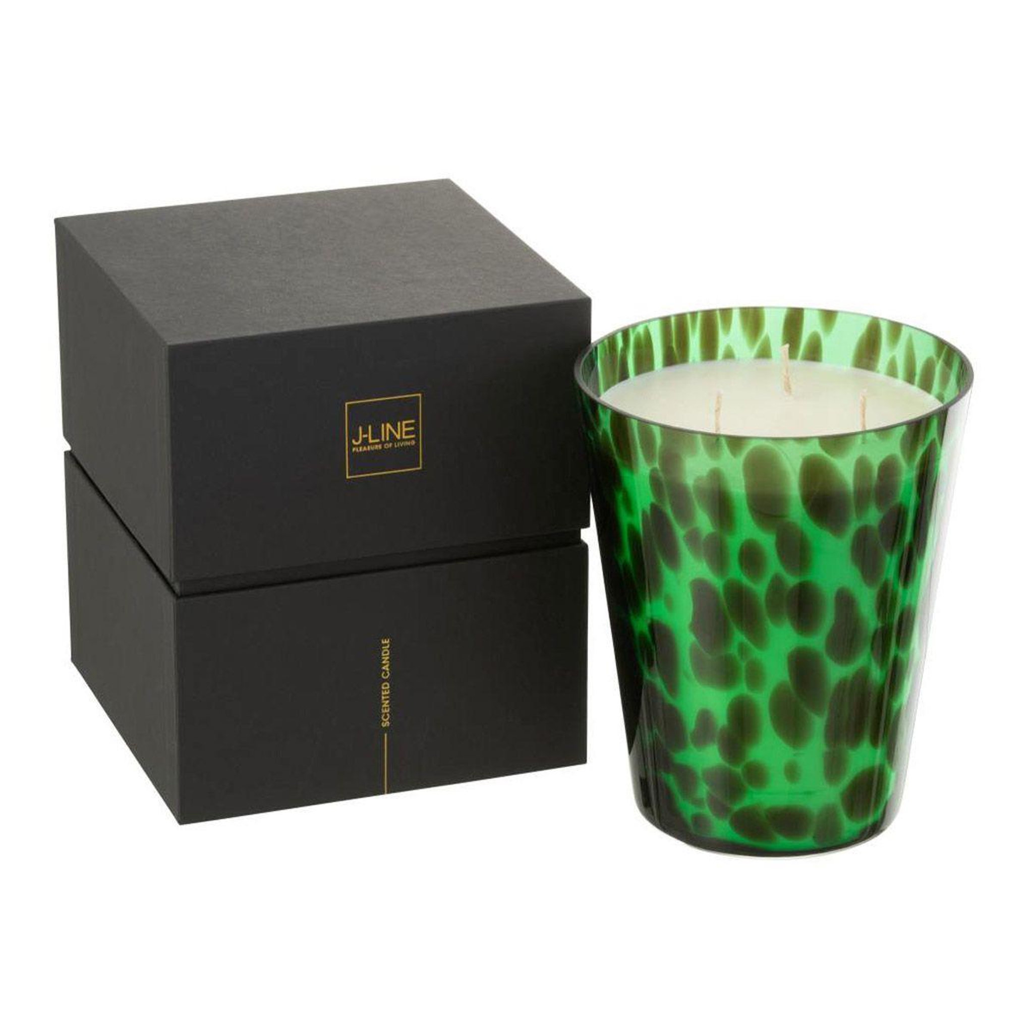 Voir la diapositive 2 : J-LINE Bougie parfumée  noa  20cm bois de santal vert